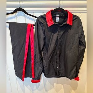 WEISSMAN Adult Small Black Pants with Red Stripe & Long Sleeve Top Dance…